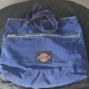 Fossil Navy Blue Tote with Zipper